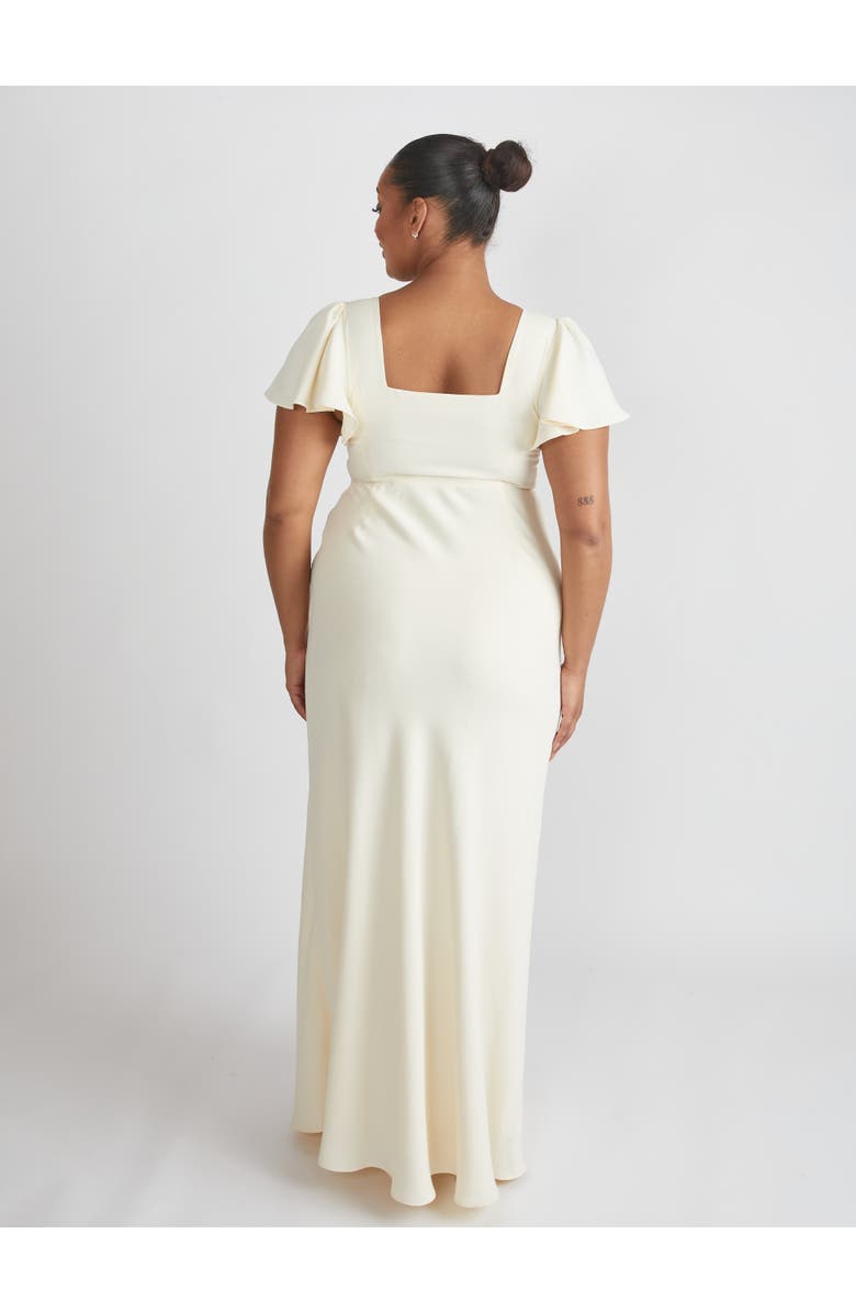 Six Stories Square Neck Crepe Bridesmaid Dress, Alternate, color, Almond