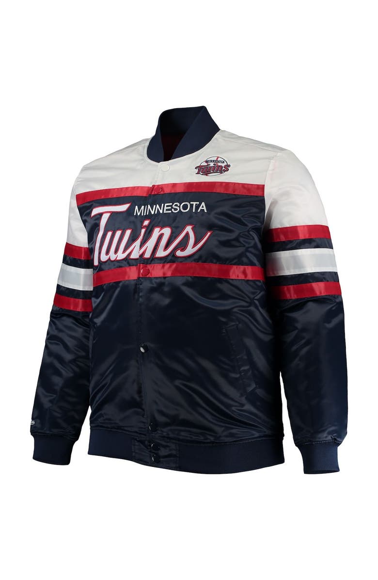 Mitchell & Ness Men's Mitchell & Ness Navy/Red Minnesota Twins Big & Tall Coaches Satin Full-Snap Jacket, Alternate, color, Navy