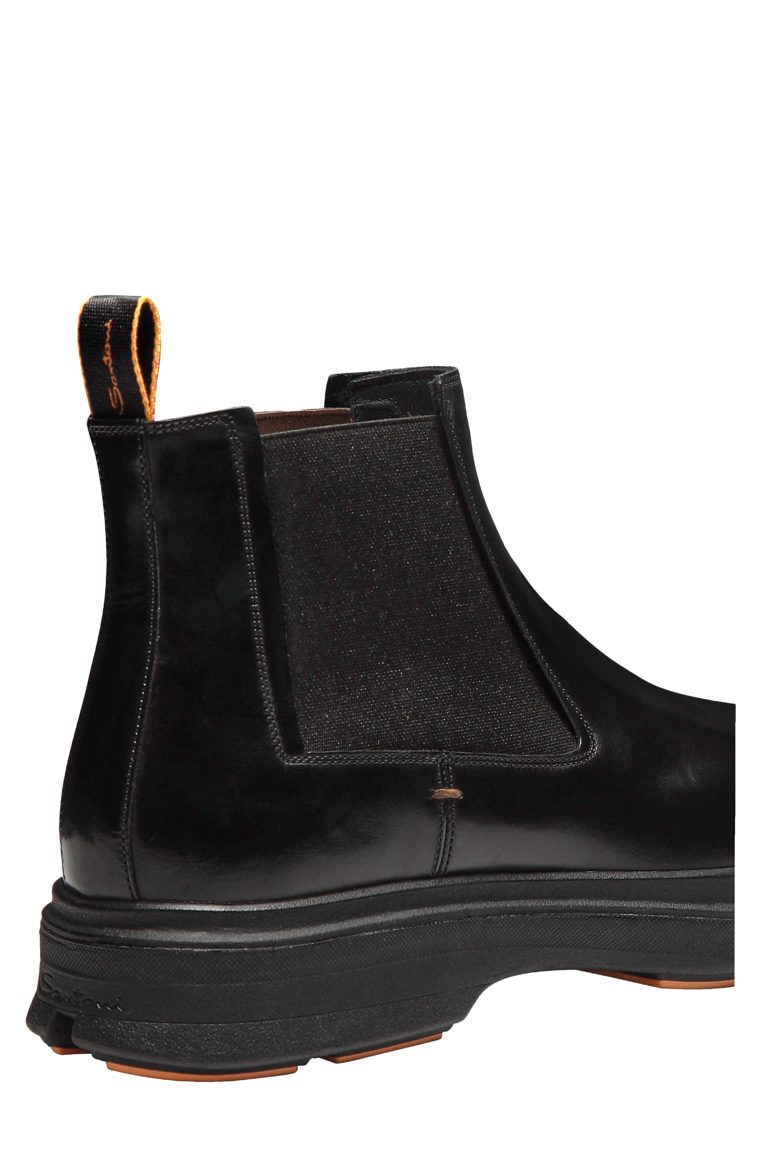 Santoni Lug Sole Chelsea Boot, Alternate, color, Black-N01