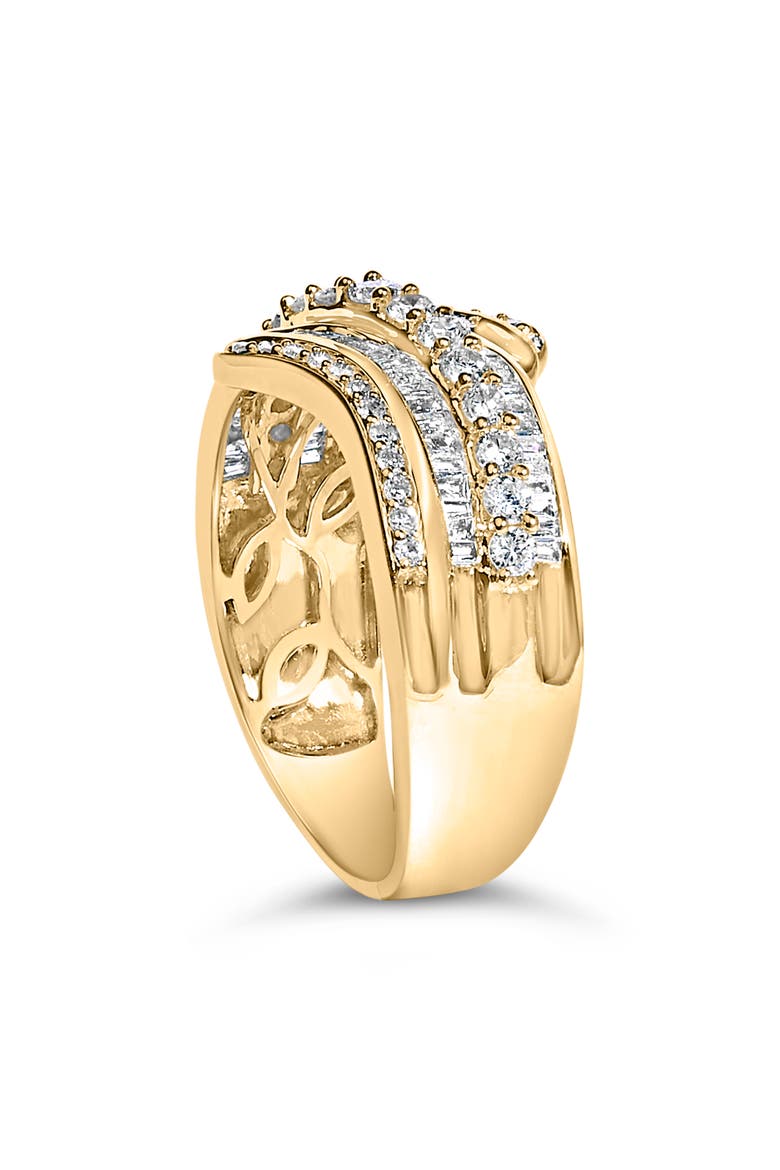 10K Yellow Gold 1.0 Cttw Diamond Multi-Row Wave Bypass Ring, Alternate, color, Yellow Gold