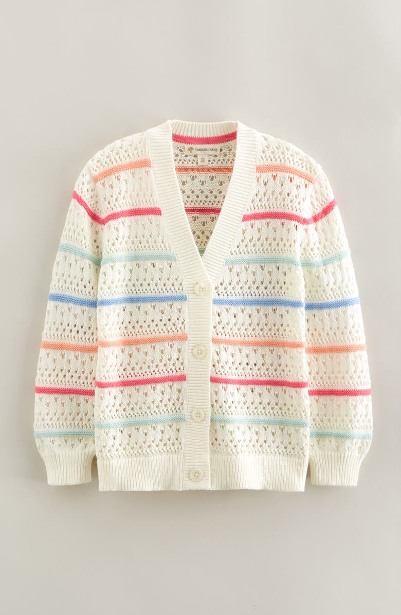 Tucker + Tate Kids' Stripe Open Stitch Cotton Cardigan, Main, color, Ivory Egret Multi Stripes