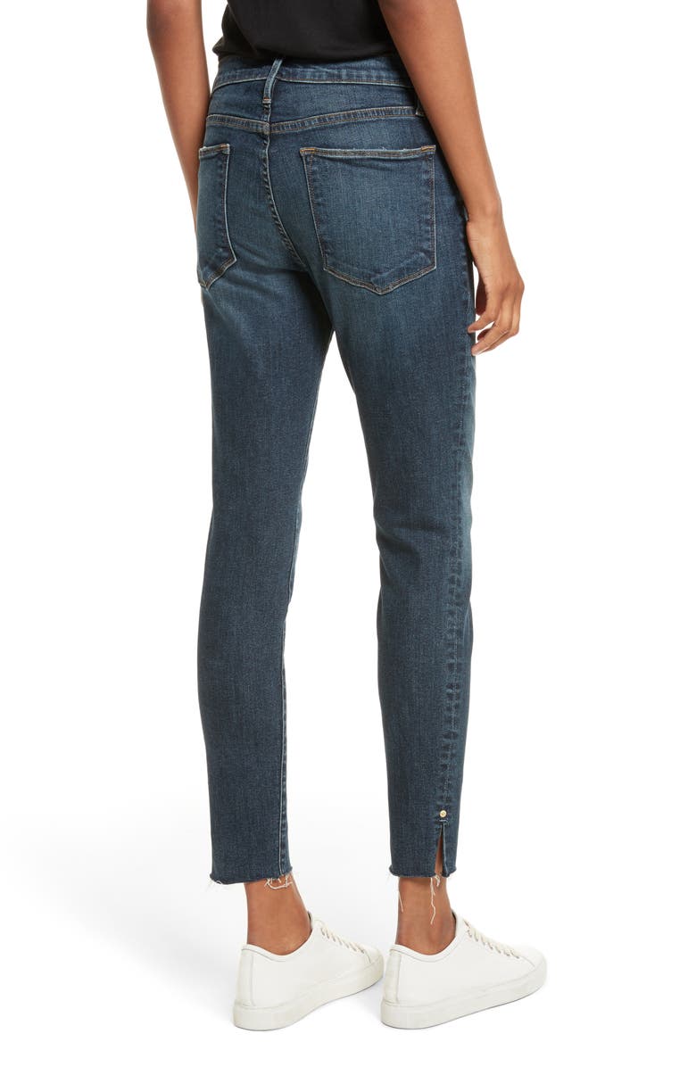 FRAME Le High Slit Ankle Skinny Jeans, Alternate, color, 