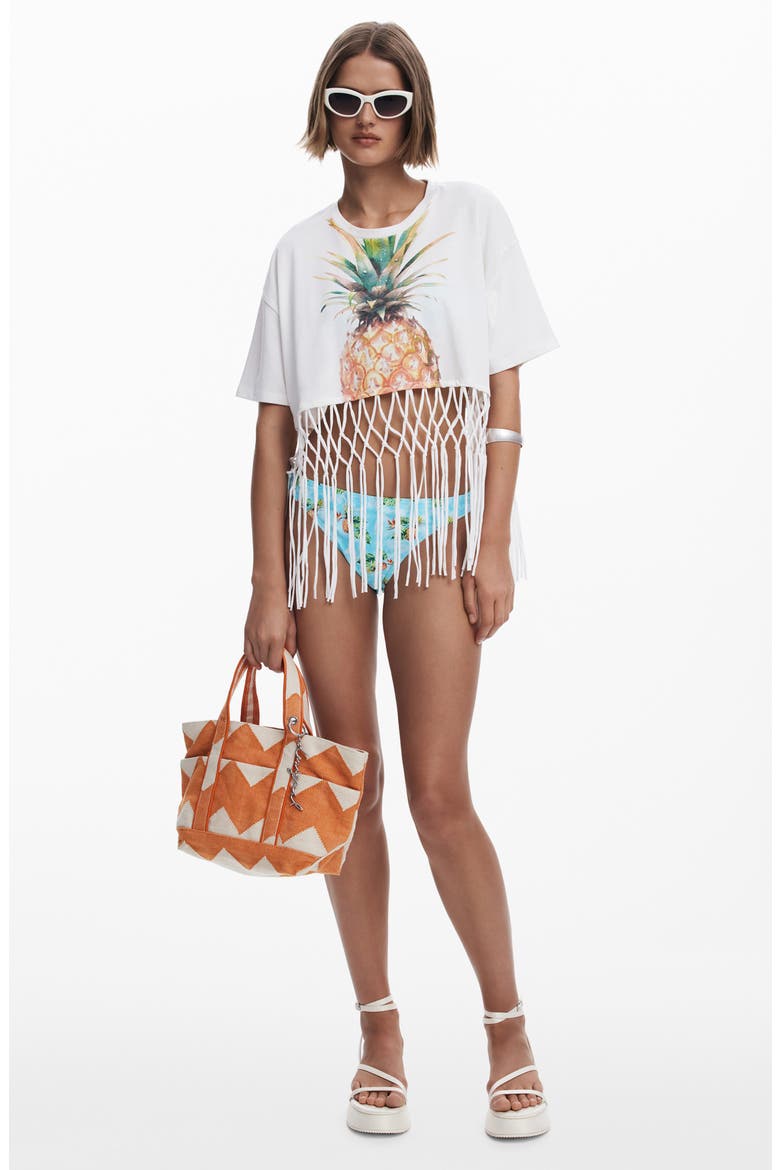Braided Fringe Crop Graphic T-Shirt, Alternate, color, WHITE MULTI