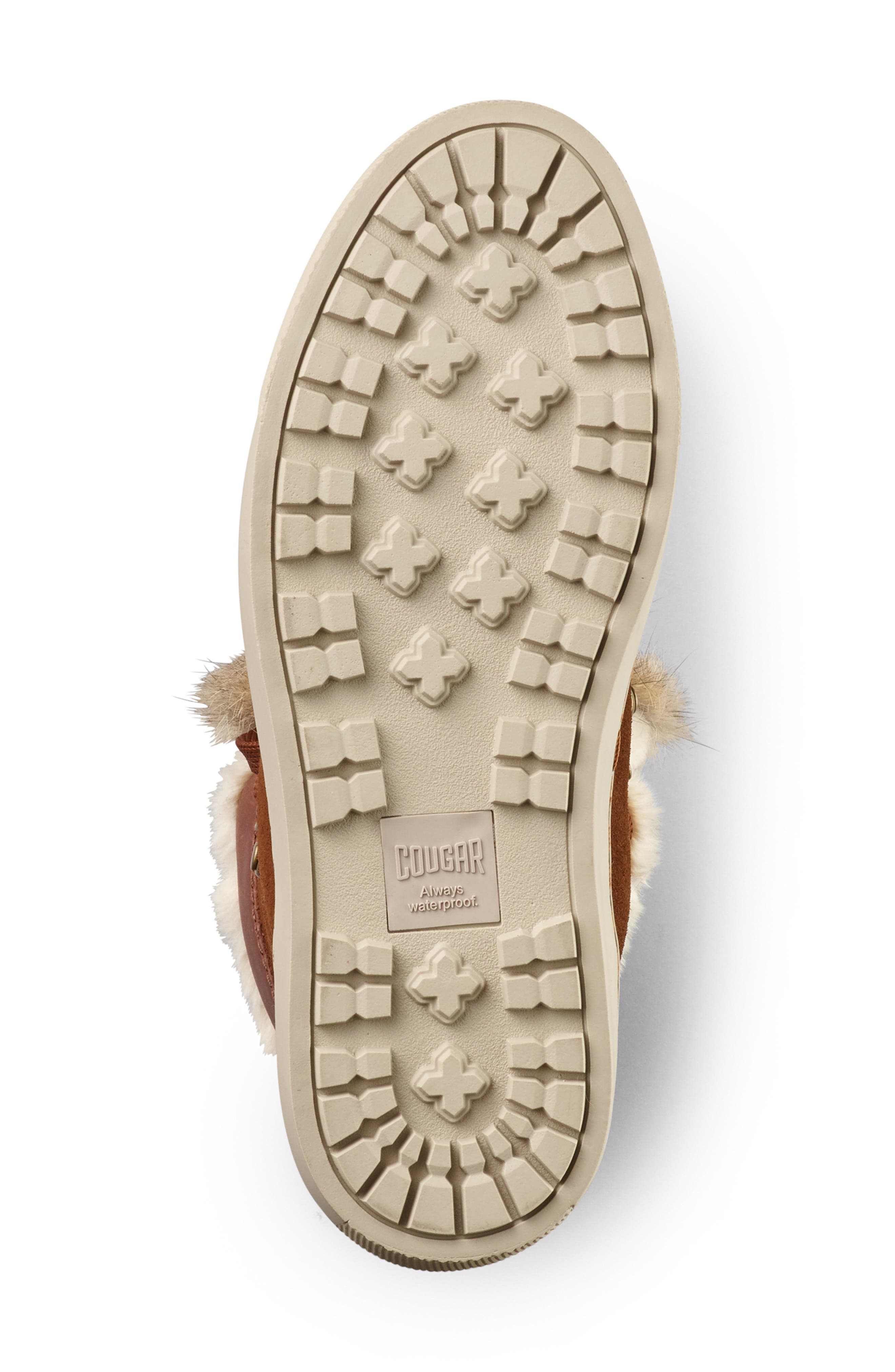 Dani High Top Sneaker with Genuine Rabbit Fur Trim, Alternate, color, CHESTNUT SUEDE