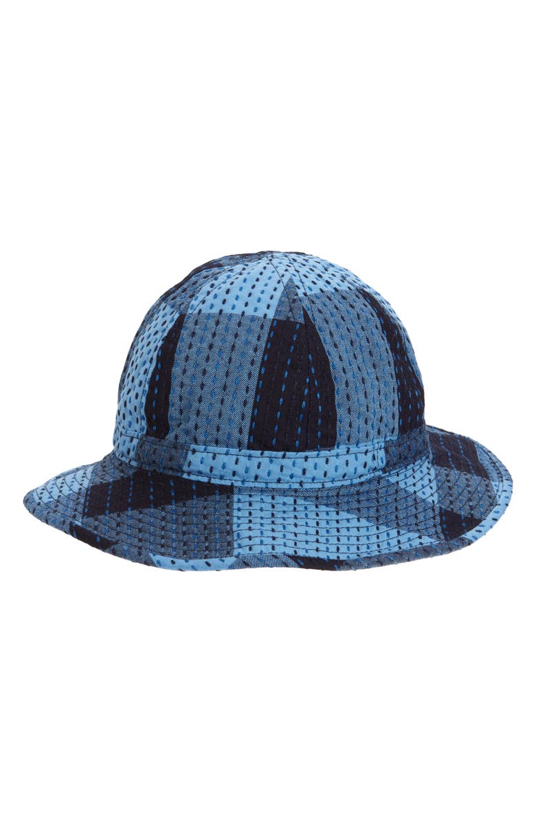 BEAMS Embroidered Patchwork Print Bucket Hat, Main, color, 78 Indigo