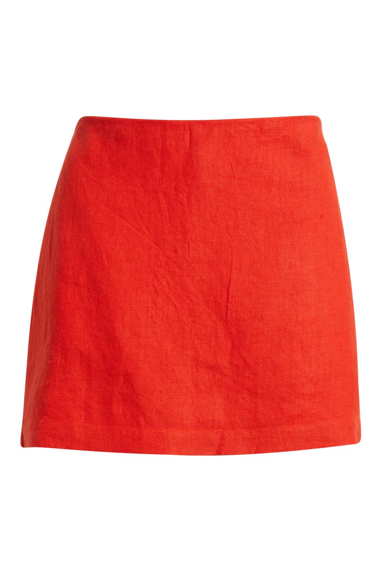 Linen Miniskort, Alternate, color, WILD POPPY