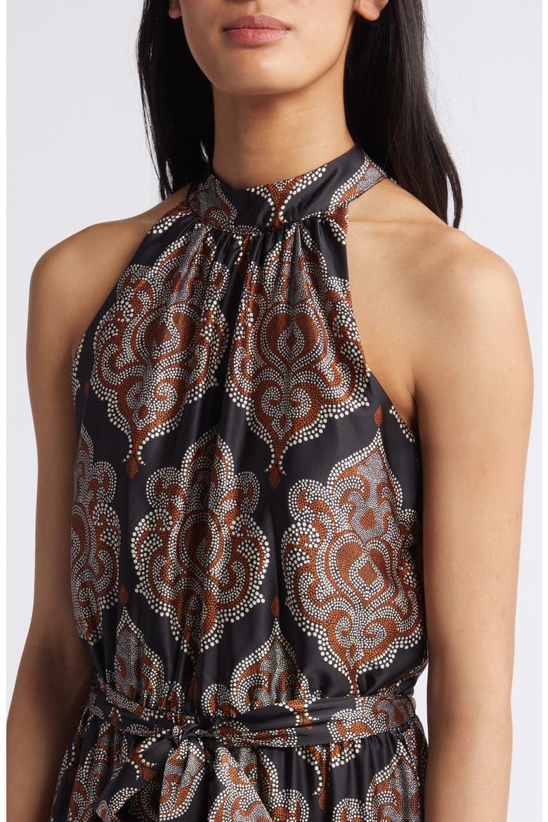 Paisley Print Sleeveless Stretch Satin Maxi Dress, Alternate, color, BLACK MULTI