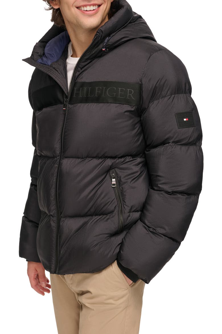 Hooded Puffer Jacket, Alternate, color, BLACK