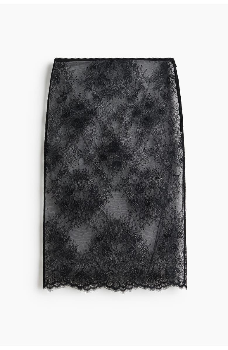 H&M Lace midi skirt, Alternate, color, Black