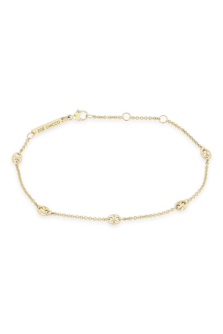 14K Gold 5-Station Puffed Mariner Link Bracelet, Alternate, color, 14K YELLOW GOLD