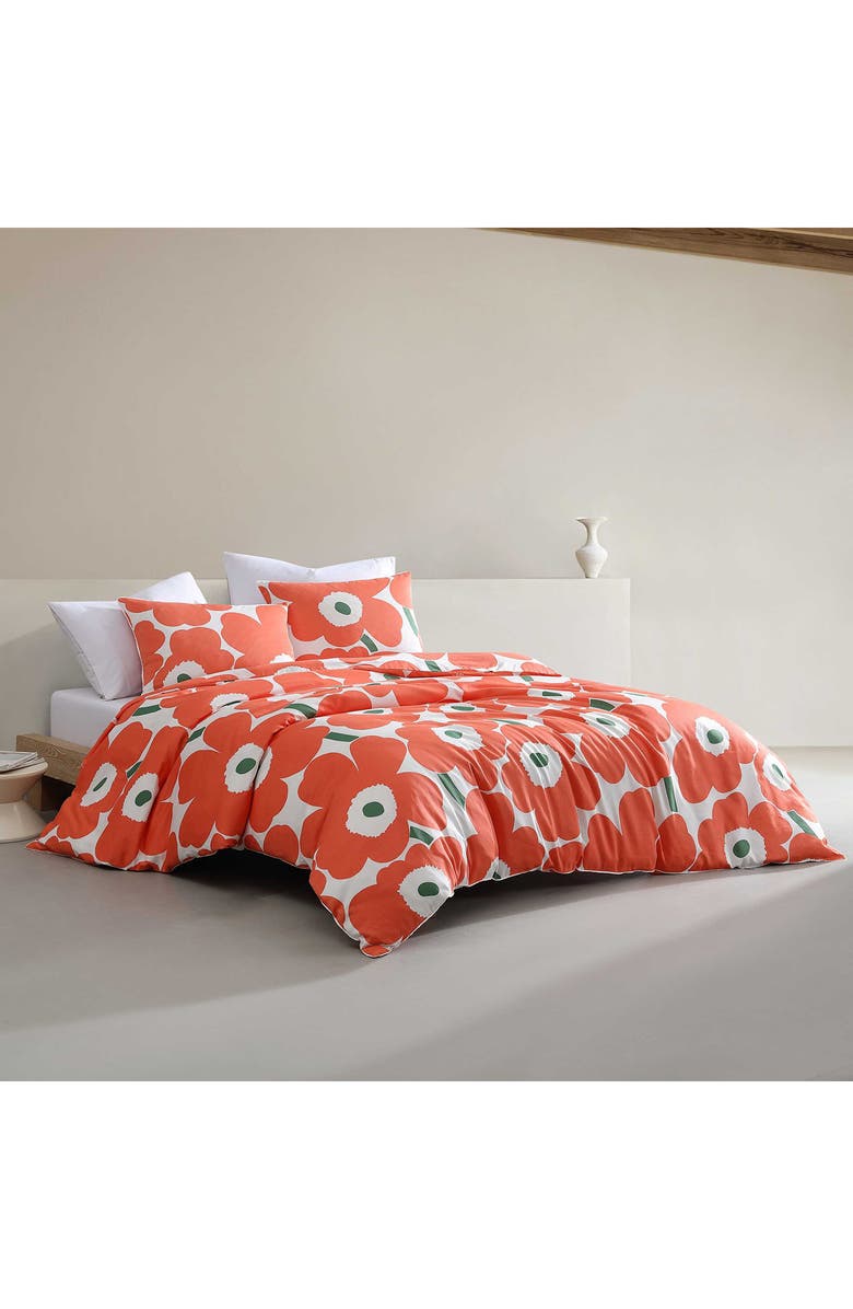Marimekko Unikko Duvet Cover & Sham Set, Alternate, color, Open Bright Orange