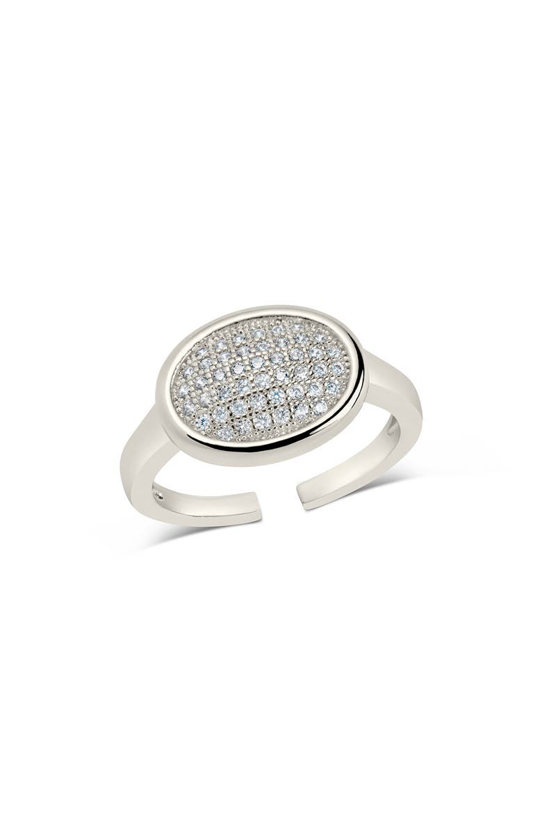 Sterling Forever Mira Cubic Zirconia Pavé Signet Ring, Main, color, 