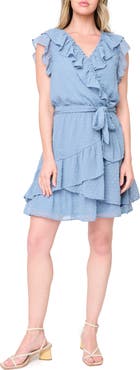 GIBSONLOOK Ruffles for Days Clip Dot Chiffon Minidress