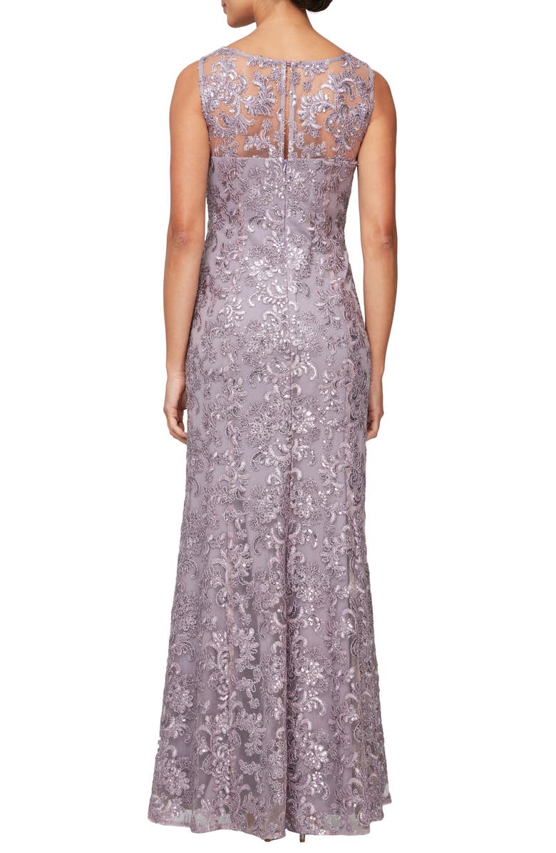 Alex Evenings Sequin Sleeveless Gown with Shawl, Alternate, color, Wisteria