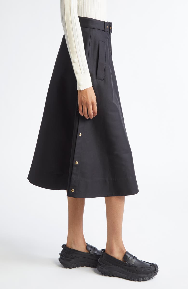 Moncler Belted A-Line Skirt, Alternate, color, Black