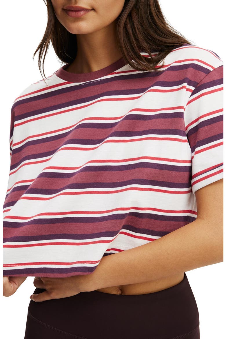 Women's Active Cropped Graphic Active Tee, Alternate, color, White Stripe