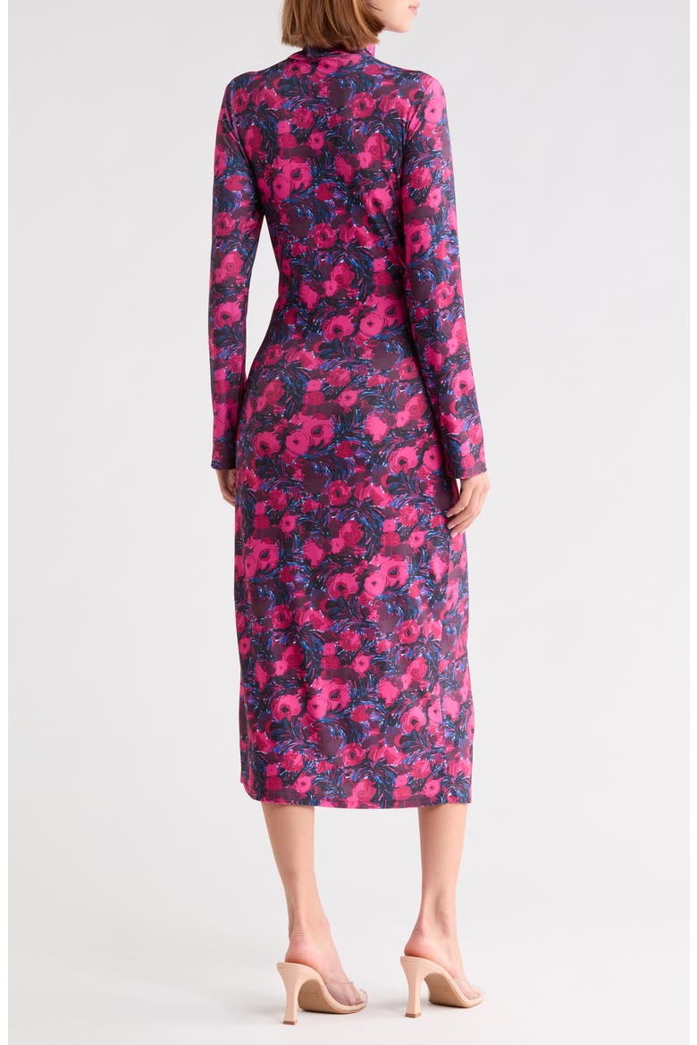 Long Sleeve Midi Dress, Alternate, color, ROSE PRINT