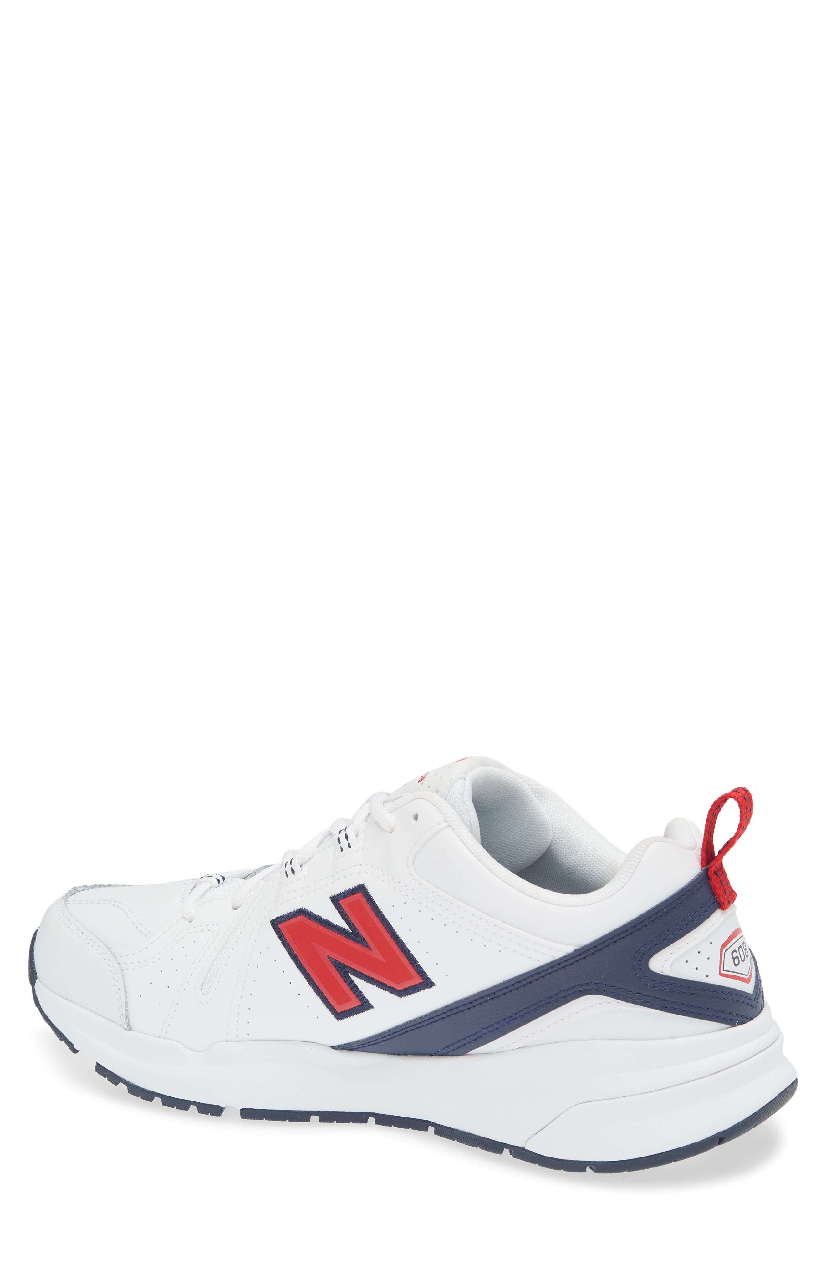 608v5 Leather Training Shoe, Alternate, color, WHITE/RED