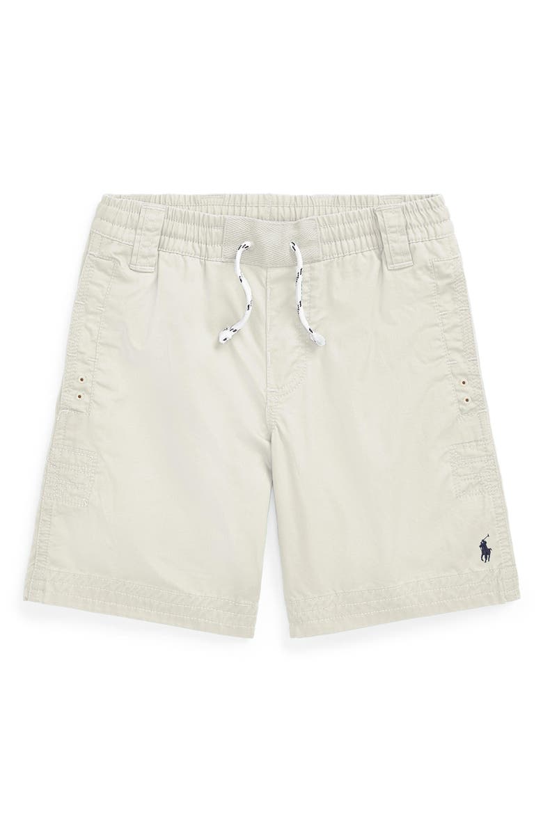 Polo Ralph Lauren Kids' Cotton Twill Rugby Shorts, Main, color, Basic Sand