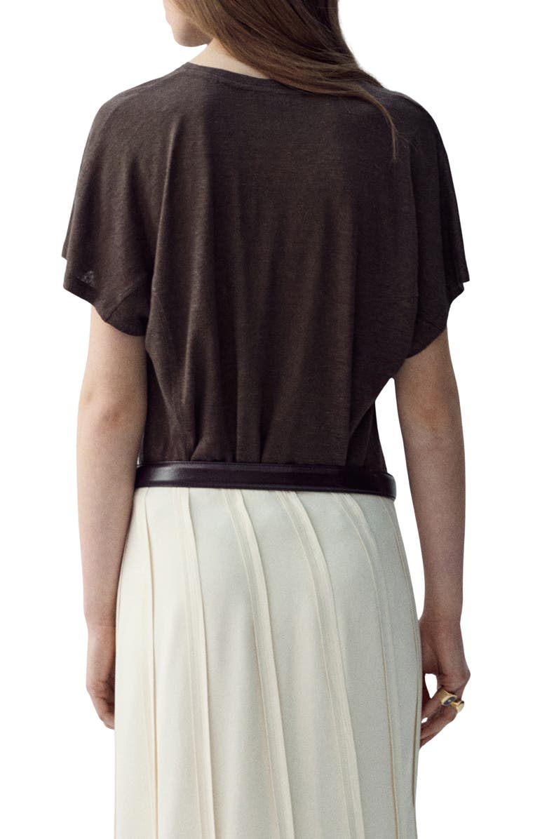 MANGO Linen T-Shirt, Alternate, color, Brown