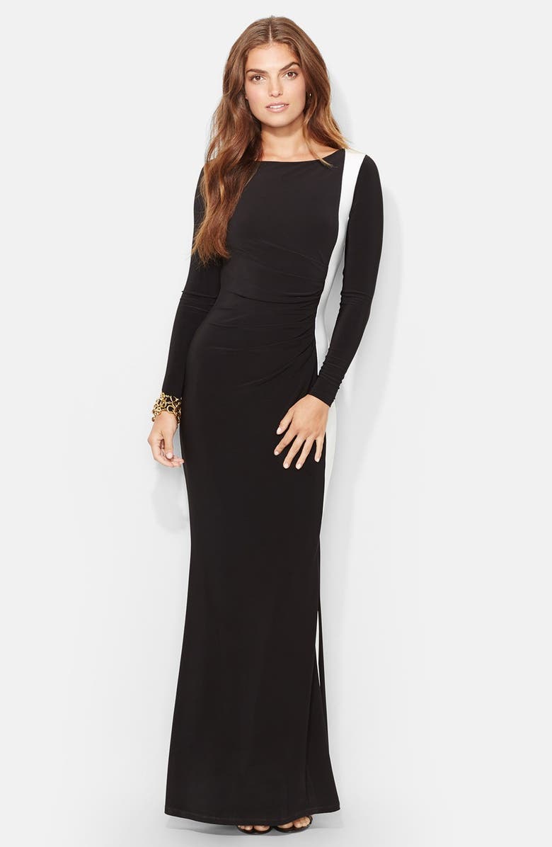 Lauren Ralph Lauren Two-Tone Jersey Gown, Main, color,