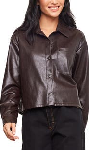 Karen Kane Faux Leather Buttoned Shirt Jacket