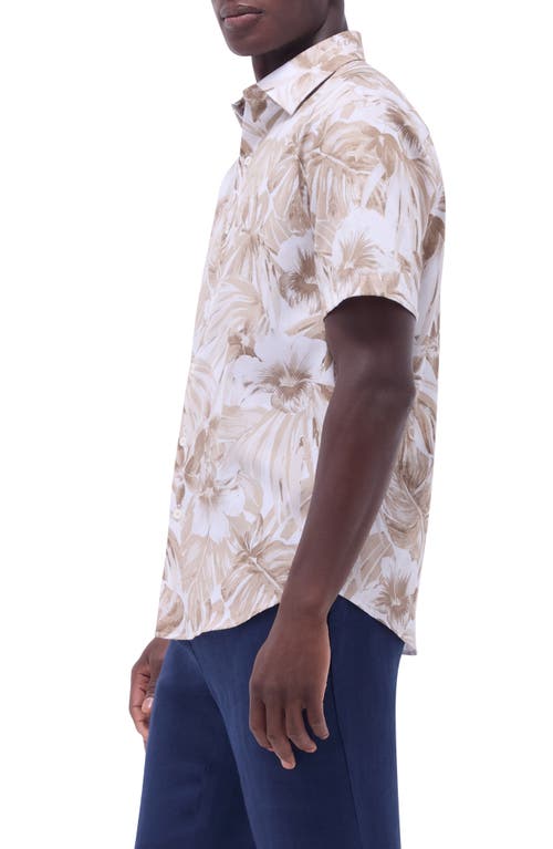 Bugatchi Orson Trim Fit Floral Short Sleeve Stretch Cotton Button-up Shirt