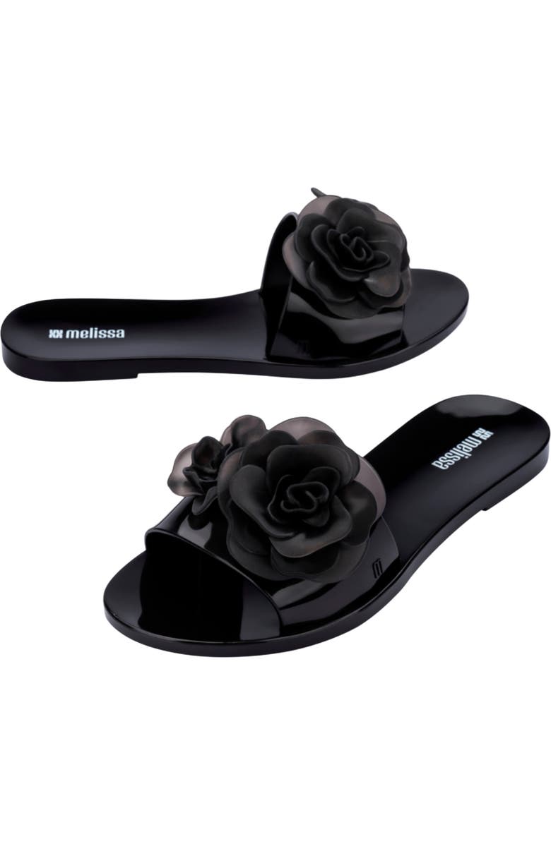 Melissa Babe Petals Slide Sandal, Alternate, color, Black