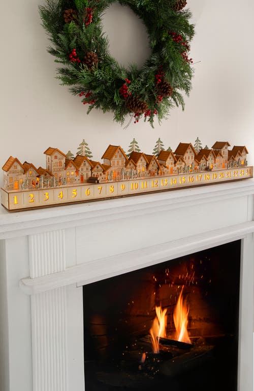 Balsam Hill Natural Lit Wooden Christmas Village Advent Calendar In Brown