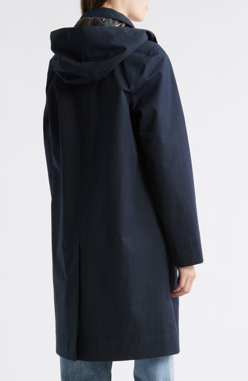 Barbour Hebrides Longline Waterproof Jacket With Removable Hood In Blue