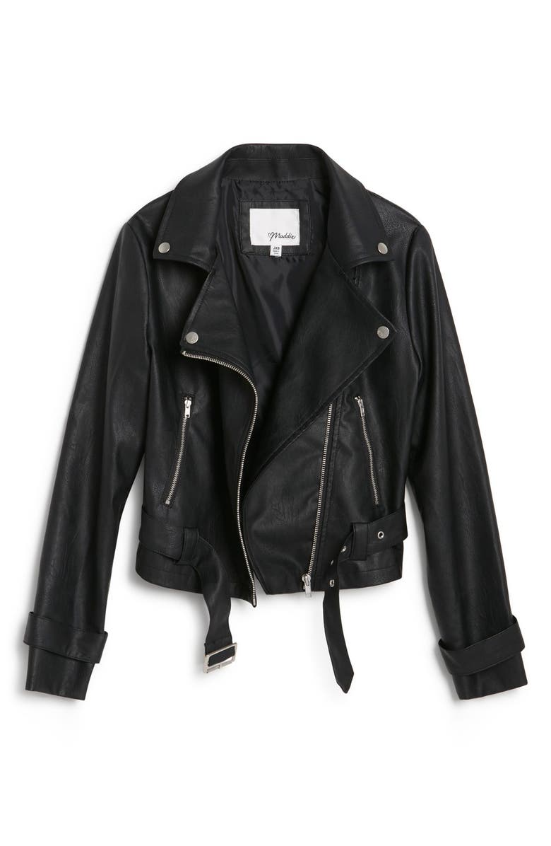 Maddie Faux Leather Moto Jacket, Main, color, 