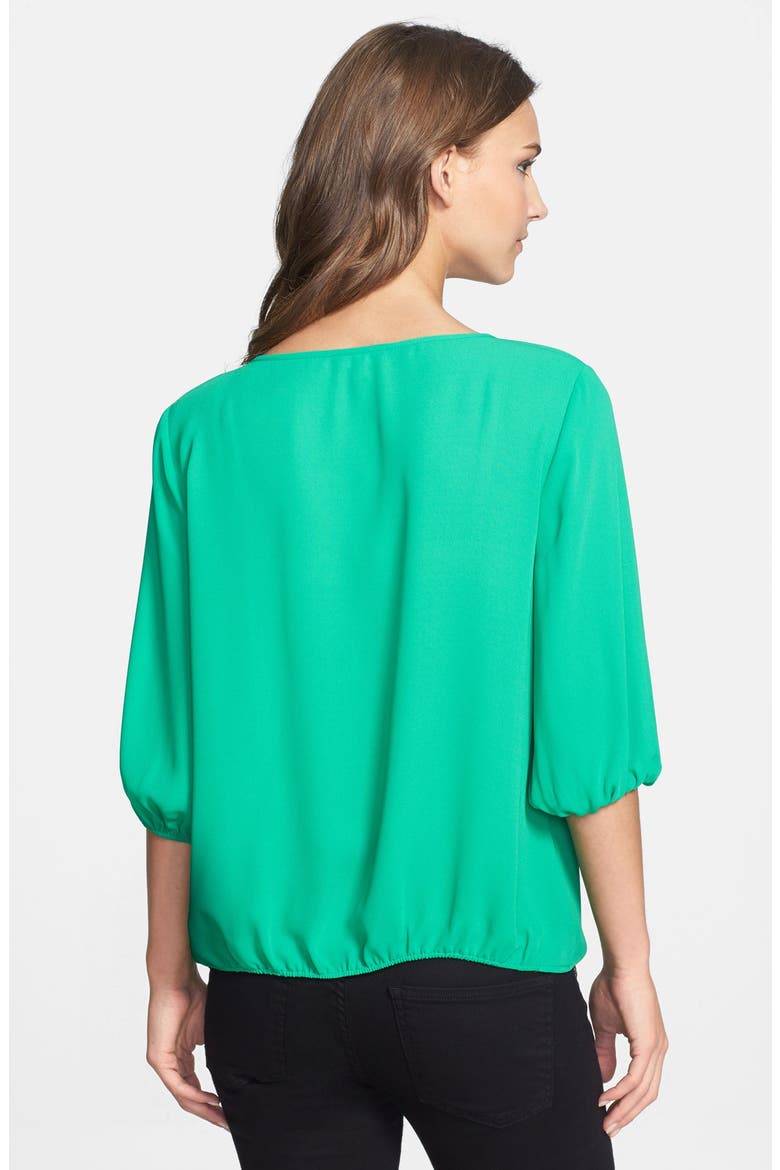 Faux Wrap Front Blouse, Alternate, color, CLOVER GREEN