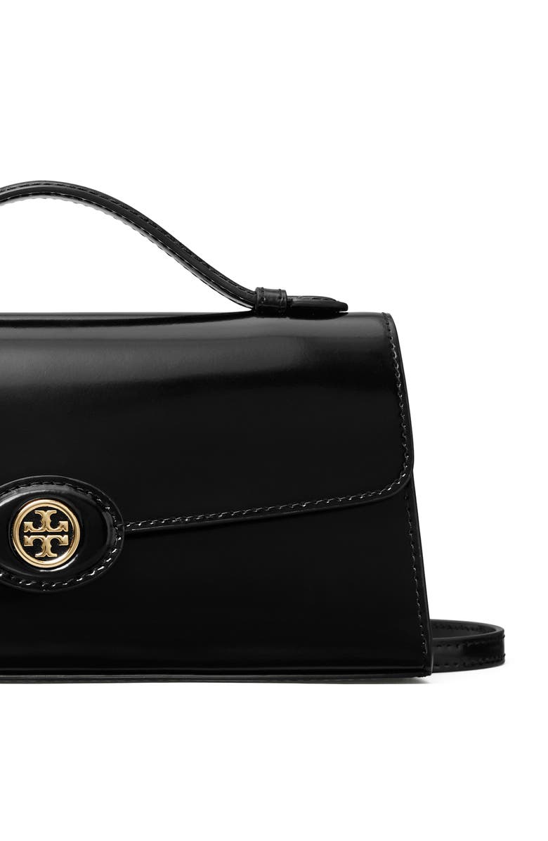 Tory Burch Robinson Spazzolato Top Handle Crossbody, Alternate, color, Black
