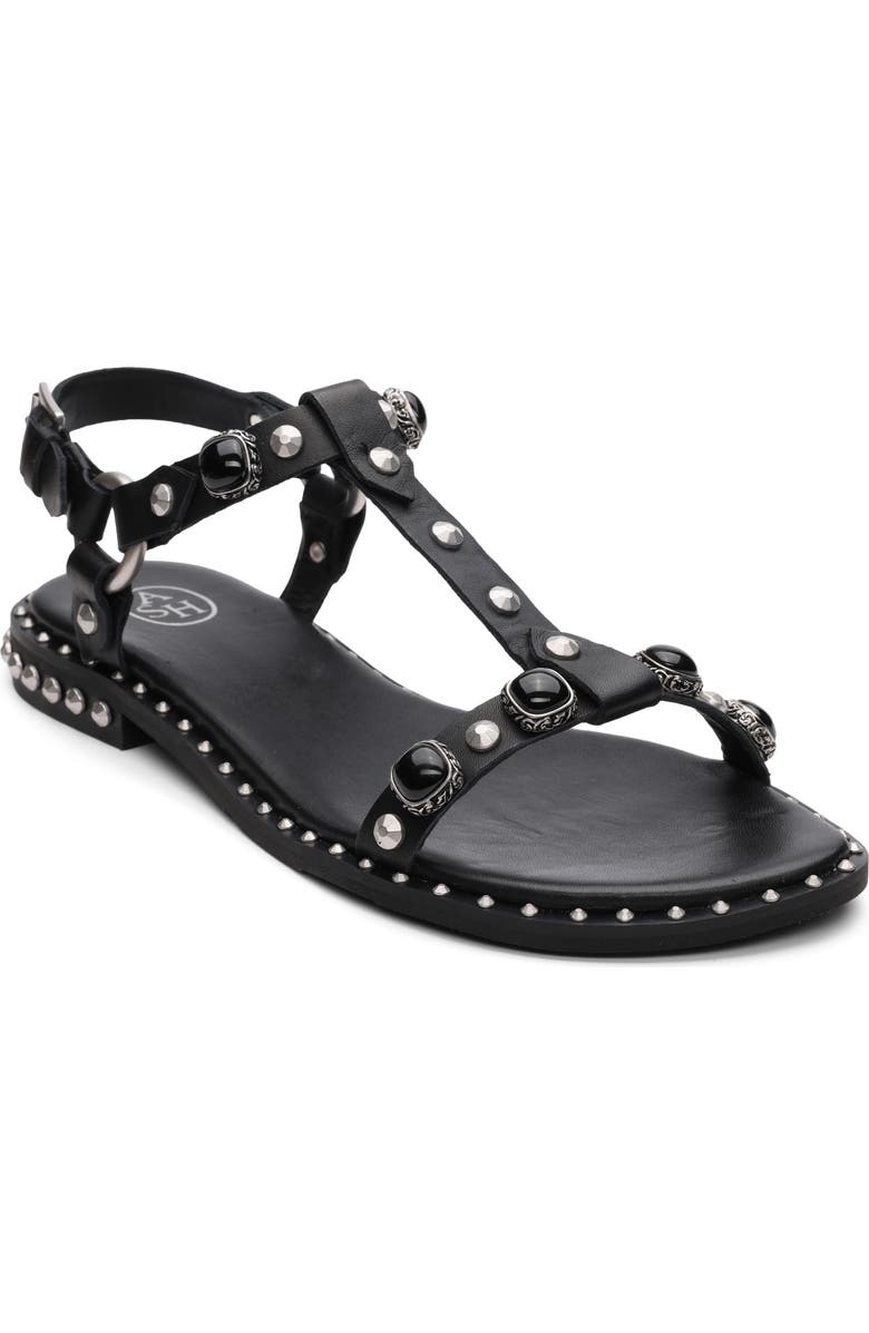 Ash Pebble Stud Embellished Ankle Strap Sandal, Main, color,