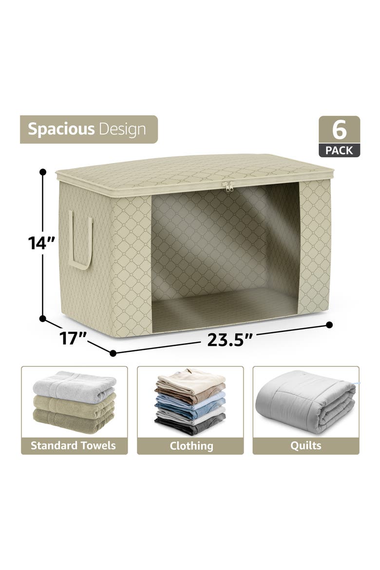 Set of 6 Foldable Storage Bins, Alternate, color, BEIGE