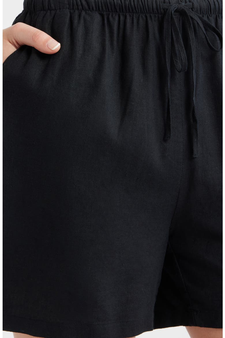 Linen Blend Shorts, Alternate, color, BLACK