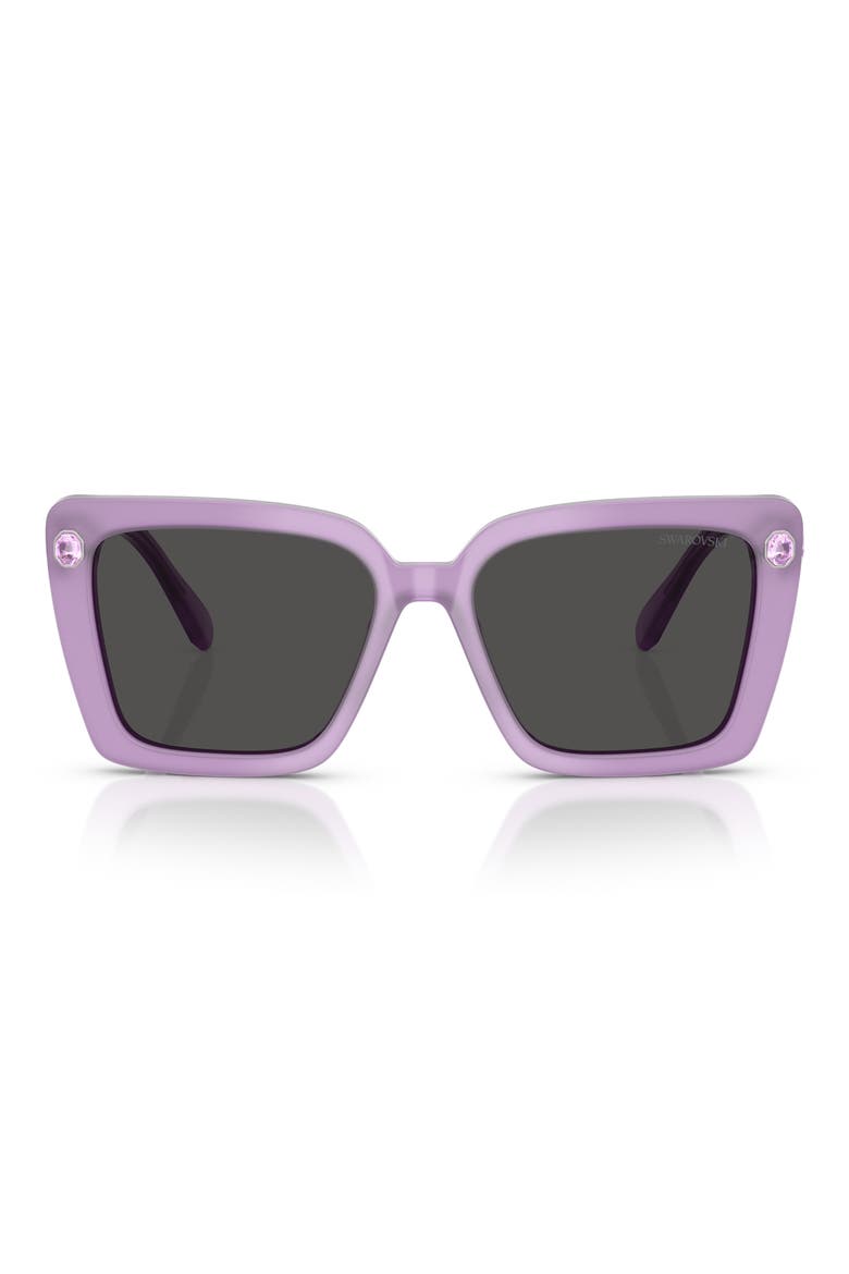 55mm Square Sunglasses, Main, color, MILKY LILAC/ DARK GREY