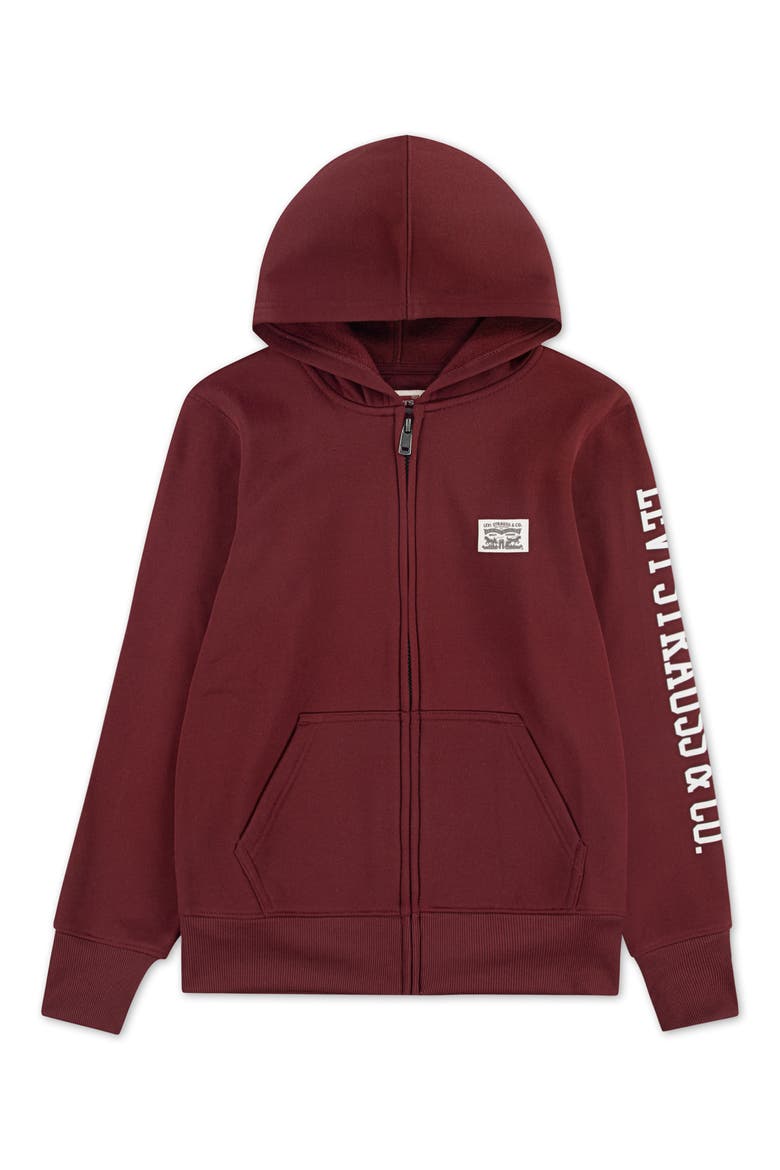 Kids' Patch Full Zip Hoodie, Main, color, CHOCOLATE TRUFFLE