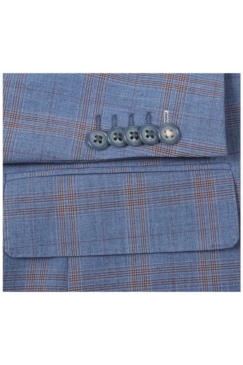 Plaid Blue Mélange Suit, Alternate, color, LIGHT BLUE
