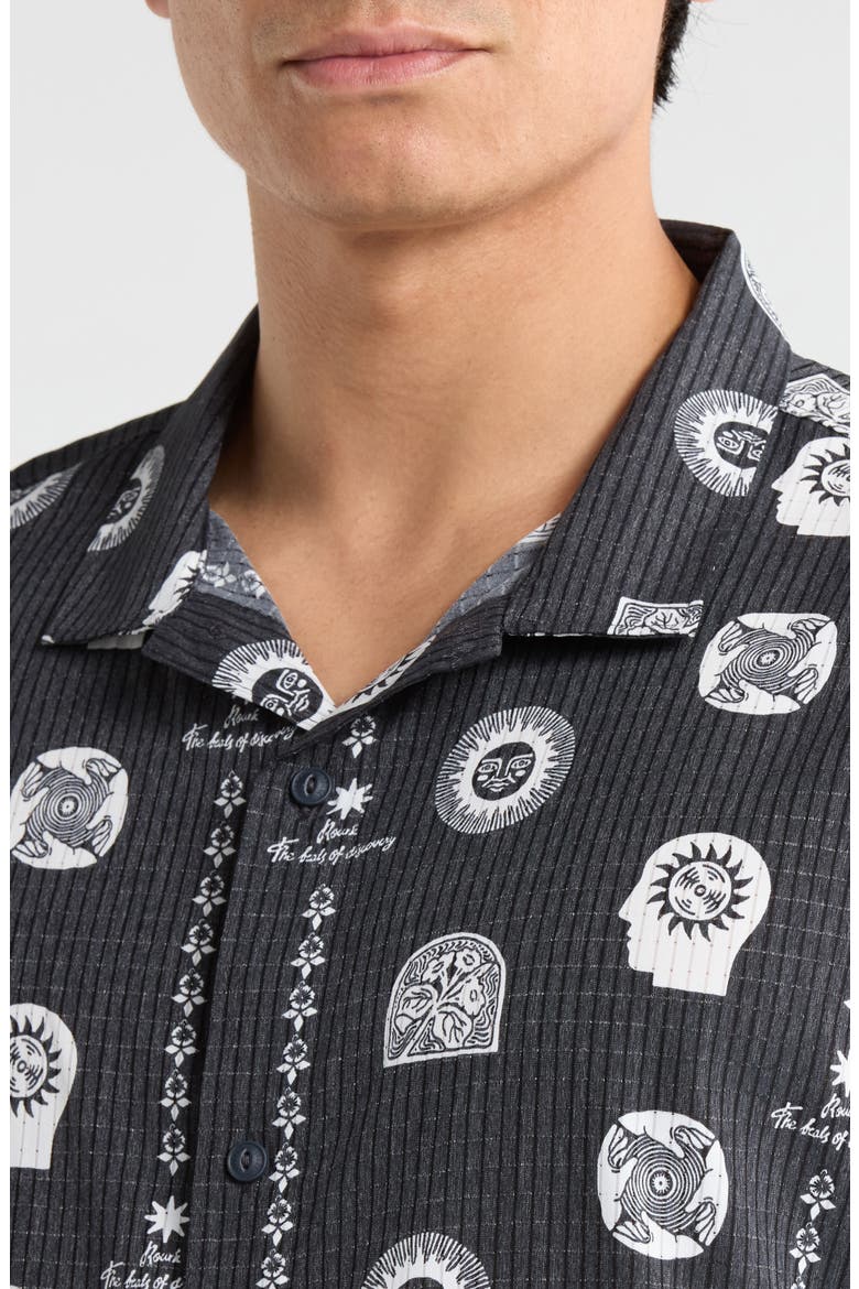Bless Up Trail Performance Short Sleeve Button-Up Shirt, Alternate, color, BLACK PRIN