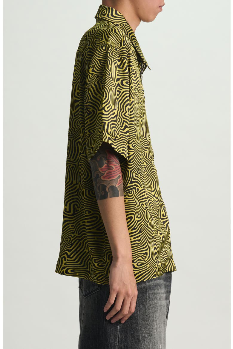Zeno Topography Short Sleeve Zip-Up Shirt, Alternate, color, BLACK TOPOGRAPHY