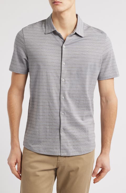 Wheatbelt Stripe Short Sleeve Knit Button-Up Shirt