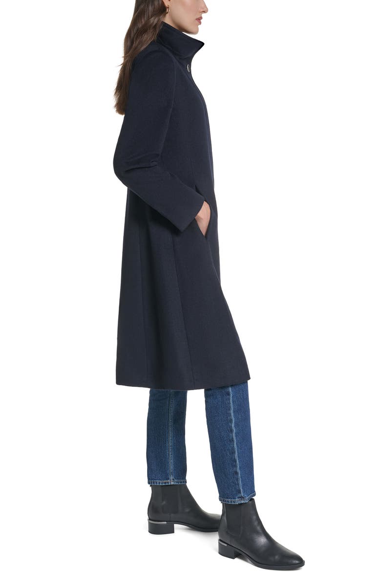 Stand Collar Wool Blend Coat, Alternate, color, MIDNIGHT