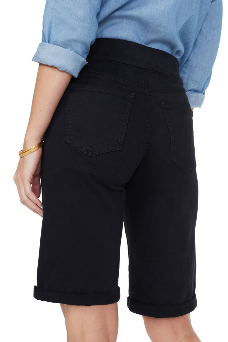 Roll Cuff Pull-On Denim Shorts, Alternate, color, BLACK