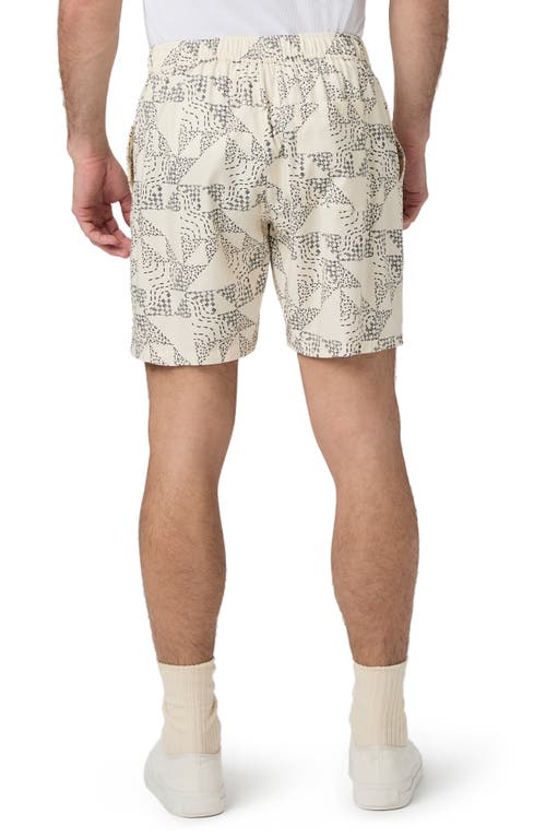 Paige Elijah Geo Print Drawstring Shorts In White