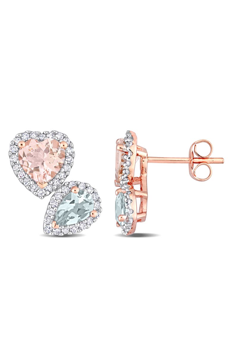 Julianna B. Morganite & Diamond Heart Earrings 10k, Main, color, Rose Gold