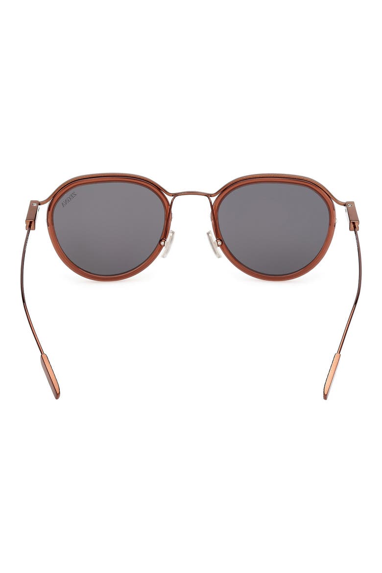 51mm Round Sunglasses, Alternate, color, SHINY LIGHT BROWN / SMOKE