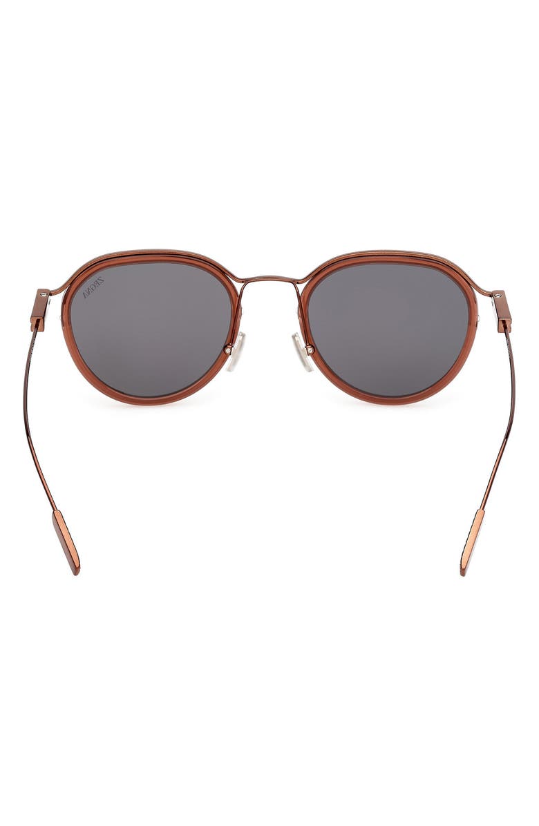 ZEGNA 51mm Round Sunglasses, Alternate, color, Shiny Light Brown / Smoke