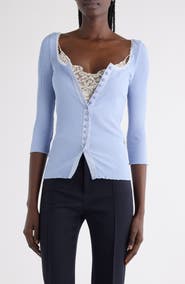 Chloé Three-Quarter Sleeve Tubular Button-Up Top