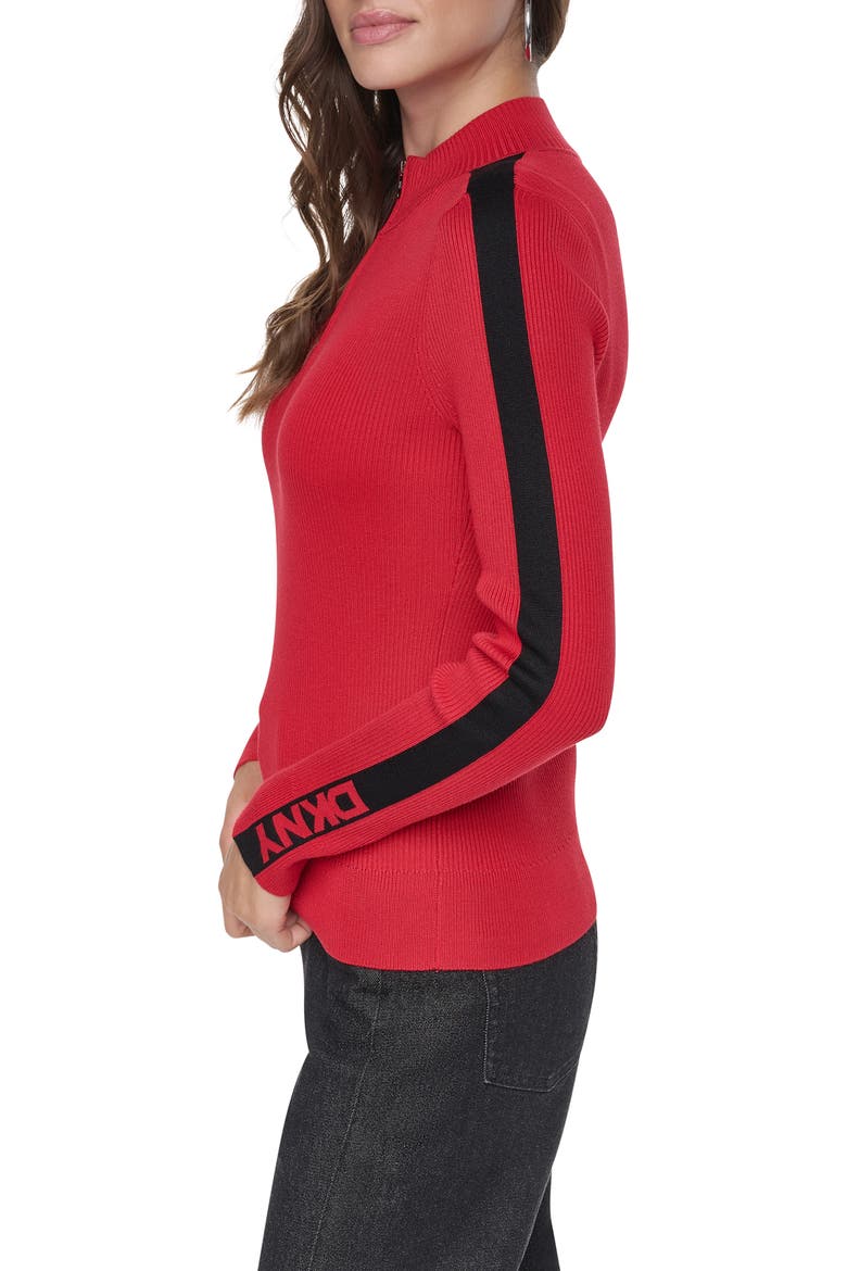 Logo Tape Quarter Zip Sweater, Alternate, color, VIBRNT RED